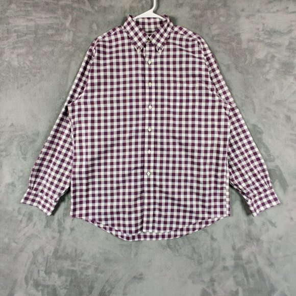Brooks Brothers Other - Brooks Brothers Shirt Adult Large Purple White Button Up Pocket Preppy Plaid Men